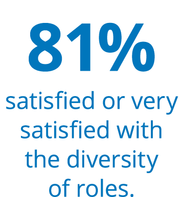 81% satisfied or very satisfied with the diversity of roles.